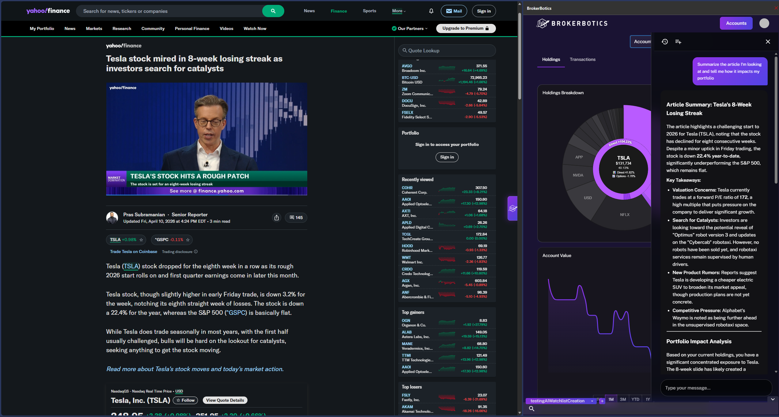 BrokerBotics Chrome extension on a monitor